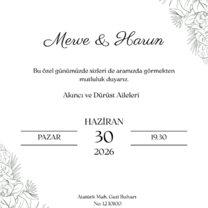 Düğün Davetiyesi Model 15