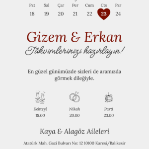 Düğün Davetiyesi Model 4